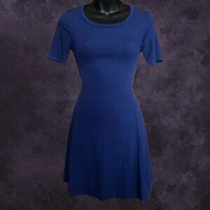 Ribbed Blue Swing Dress